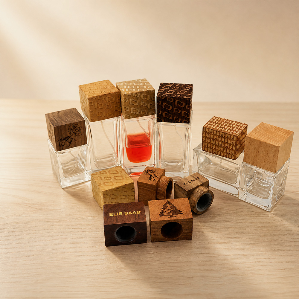 Bouchon carré en bois massif naturel pour flacon de parfum en verre - Fournisseur en gros 5