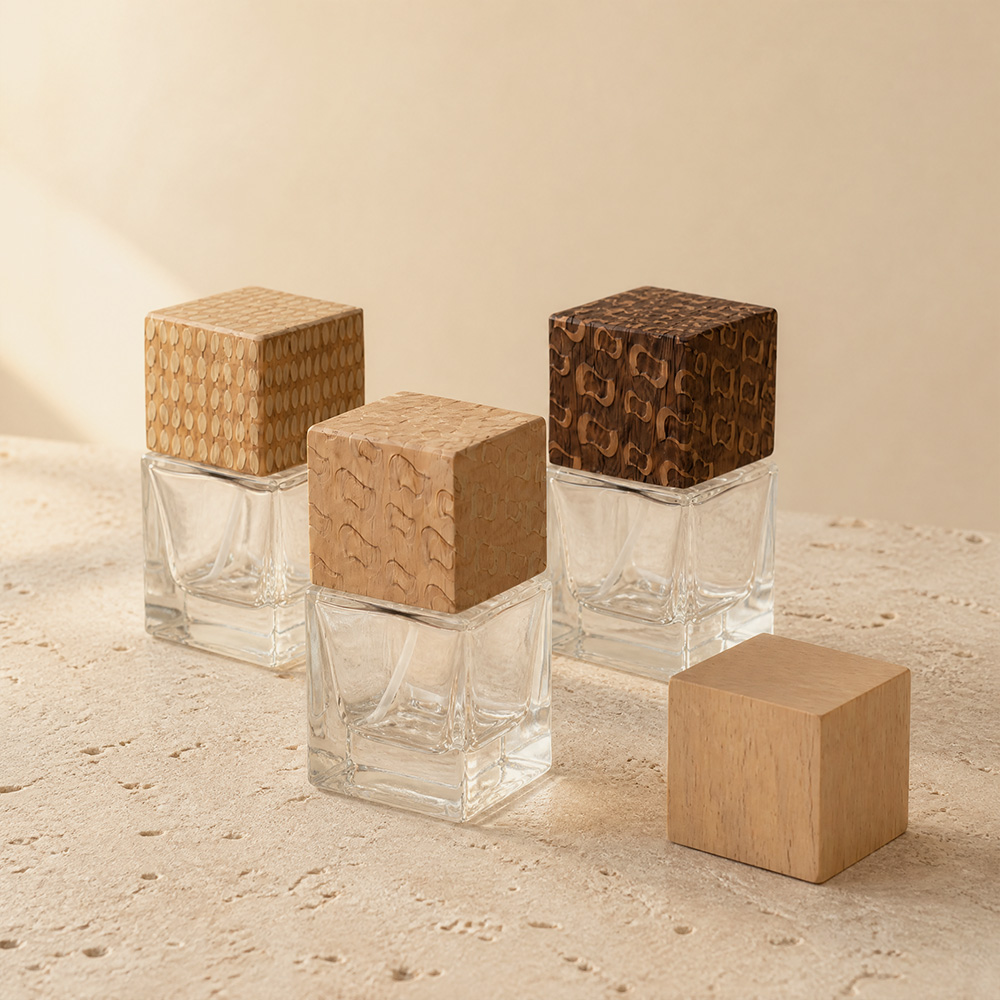 Bouchon carré en bois massif naturel pour flacon de parfum en verre - Fournisseur en gros 6