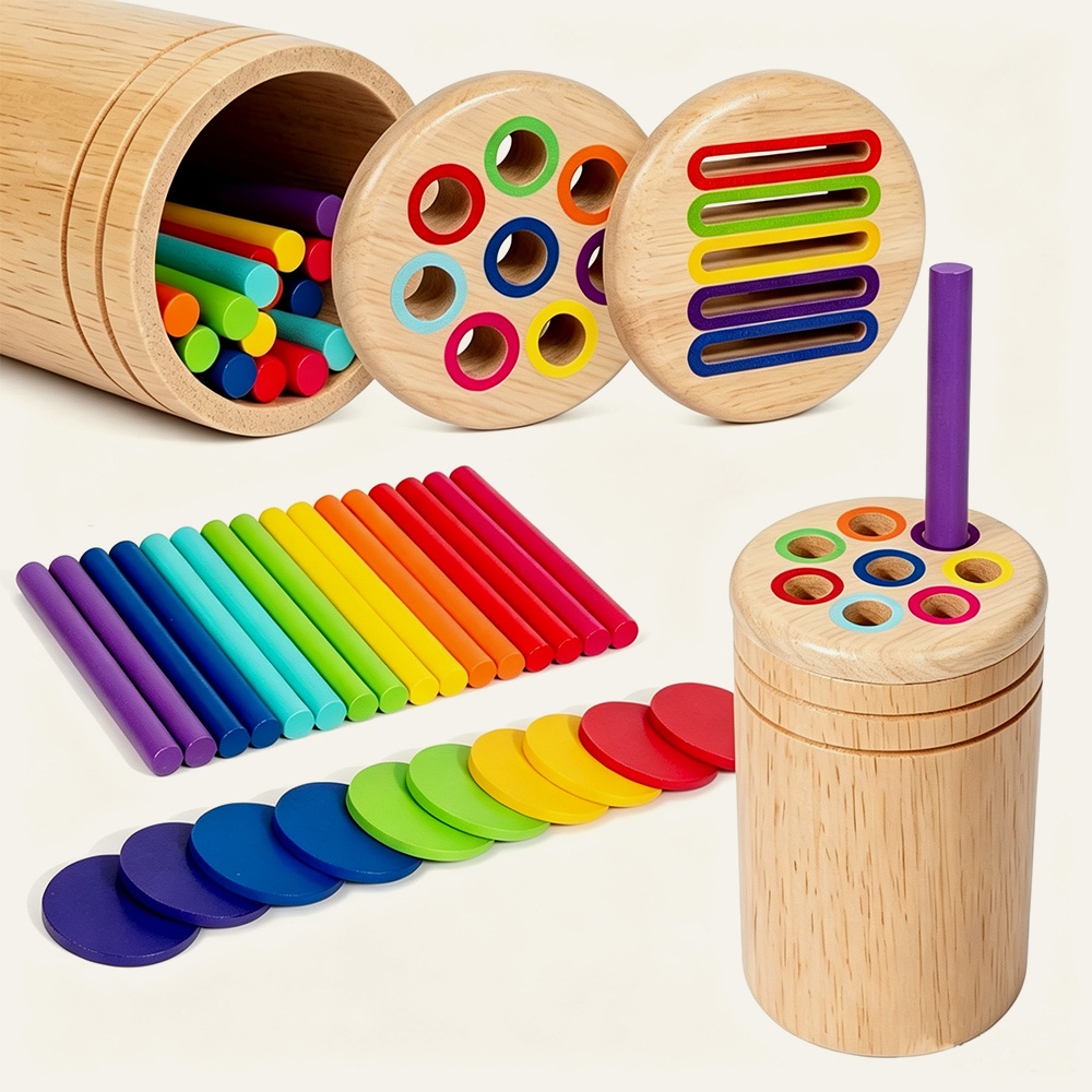 Cubo de madera para clasificar colores, juguete sensorial Montessori para niños pequeños, juego cognitivo temprano. 4