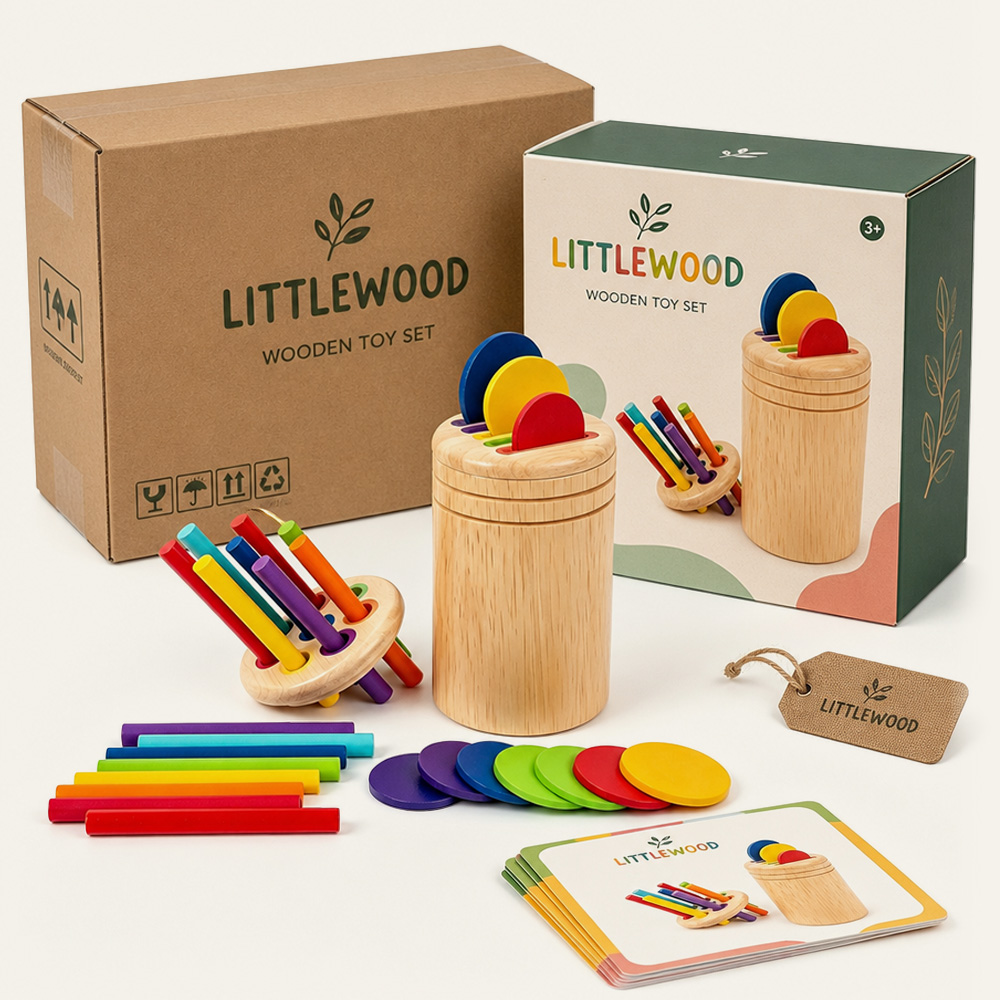 Cubo de madera para clasificar colores, juguete sensorial Montessori para niños pequeños, juego cognitivo temprano. 1