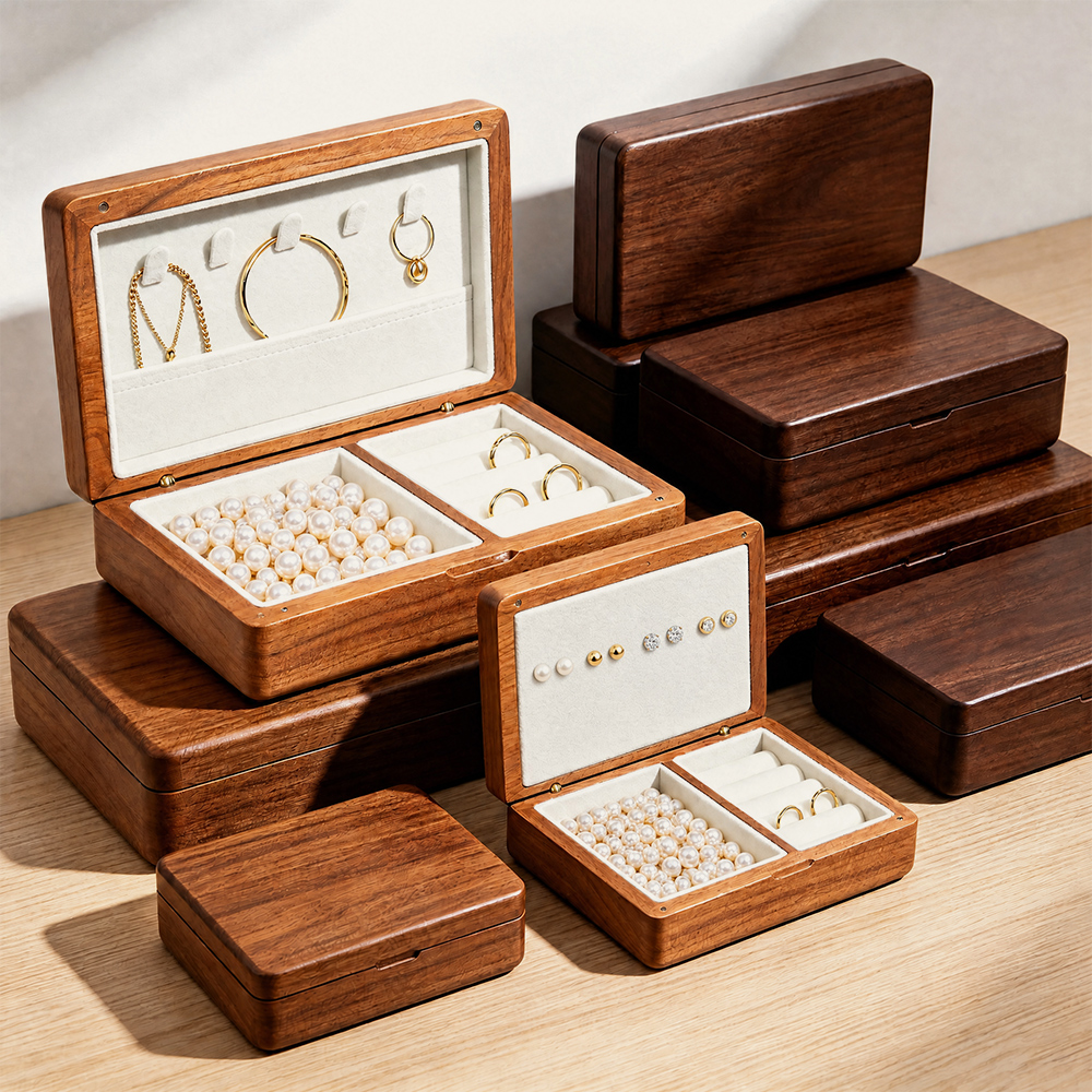 Schmuckkästchen aus Holz, mehrteilige Schmuckorganizer aus Holz, OEM-Hersteller von kundenspezifischen Verpackungen 1
