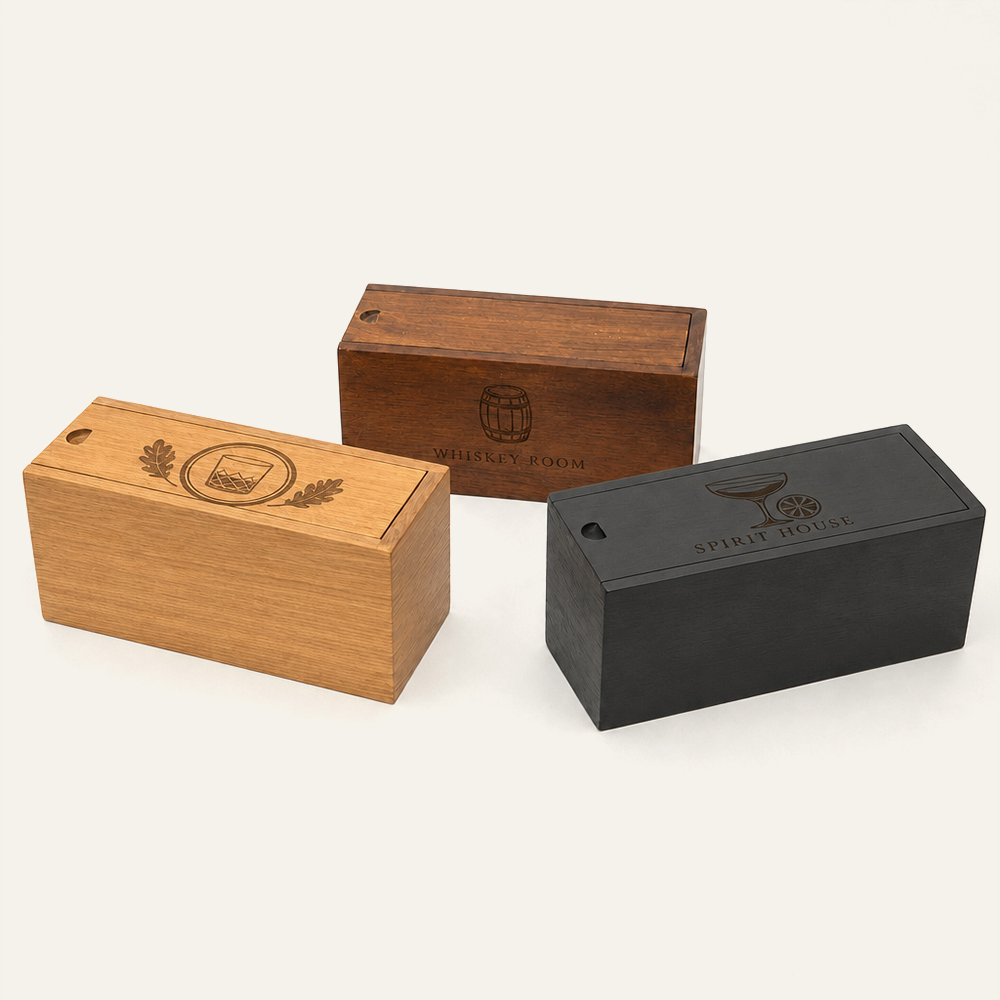 Aufbewahrungsbox aus Holz für Gläsersets mit Schiebedeckel, Lasergravur und individueller Größenanpassung möglich 5