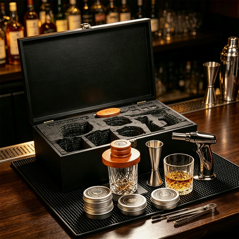 Kit fumoir à cocktails White Oak Ring, kit de barman pour infusion de whisky premium, vente en gros, marque privée 5