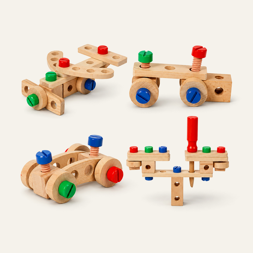 Juego de caja de herramientas de madera Montessori para niños, kit de construcción para juegos de simulación, juguete educativo de montaje DIY, proveedor mayorista. 2