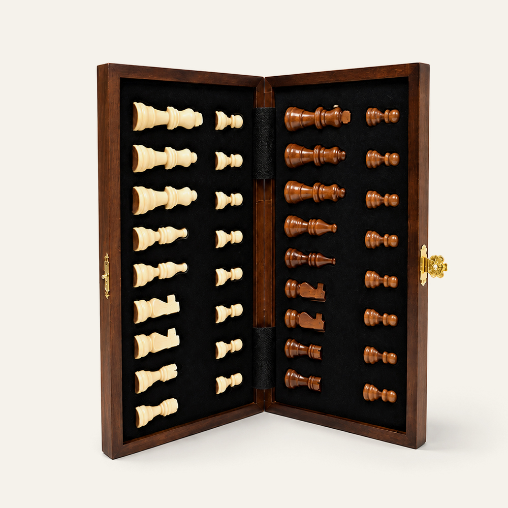 Juego de ajedrez magnético de madera 2 en 1, juego de mesa plegable de viaje, rompecabezas de madera y juguete de bricolaje, juego educativo de madera maciza hecho a mano. Proveedor mayorista. 2