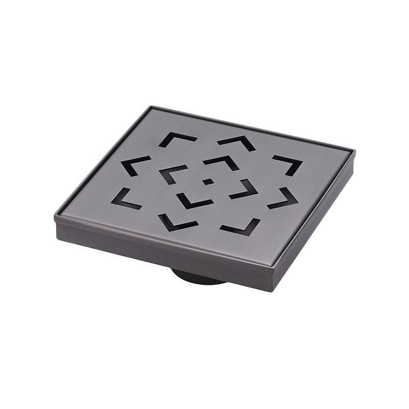 304 Stainless Steel Gunmetal‑Grey Brushed Oil‑Sealed Square Floor Drain 1