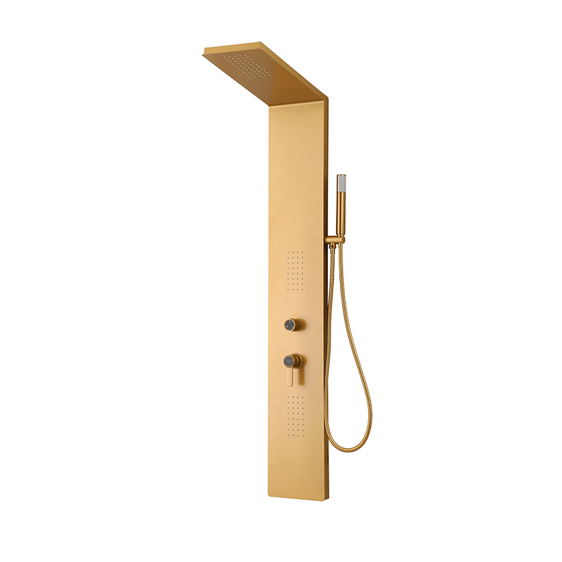 Duschpaneel aus mattgoldenem Aluminium – Regendusche, Massagefunktion, Handbrause 1