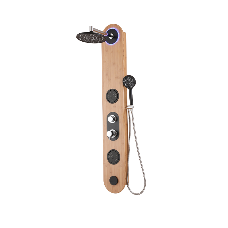 Natural Bamboo Shower Panel, 4-Function with LED Ambient Light 1