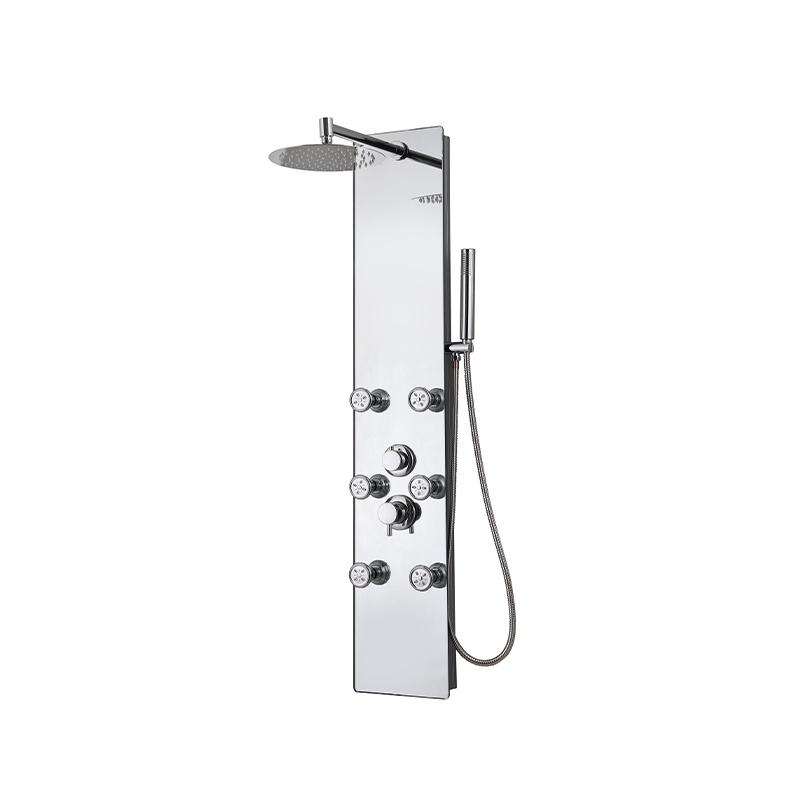 Silver Glass Shower Panel, 3-Function Rainfall Massage Handheld 1
