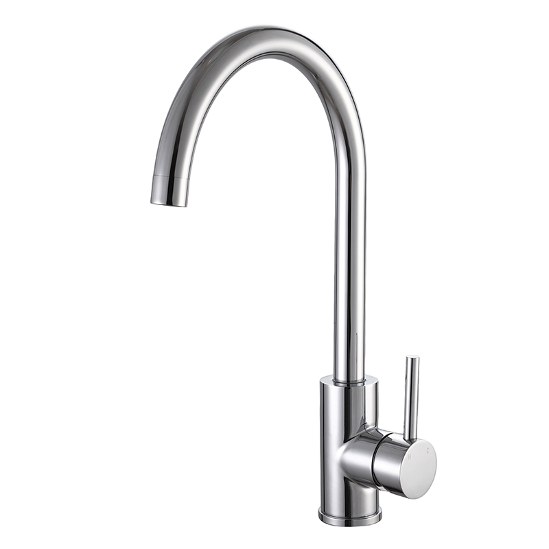 304 Stainless Steel Kitchen Tap, Polished Chrome Single Handle Sink Faucet 1