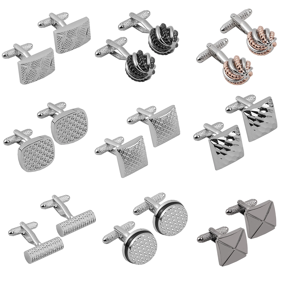 Men's Assorted Copper Cufflinks, Geometric Textured Enamel & Inlay Cuff Links for Formal Dress Shirts Wedding Business 1