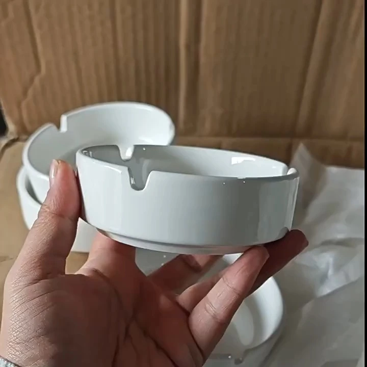 Solid White Porcelain Smoking Ashtray, Wholesale Custom Printed Logo 1