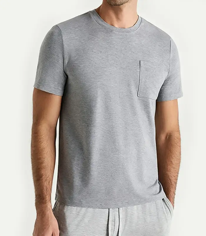 Camiseta deportiva de manga corta ajustada con cuello redondo, serigrafiada, de 180 g, talla estadounidense, para hombre. Tejido de bambú personalizado. Secado rápido. Mangas ajustadas. Proveedor mayorista de camisetas deportivas Kangnai. 1