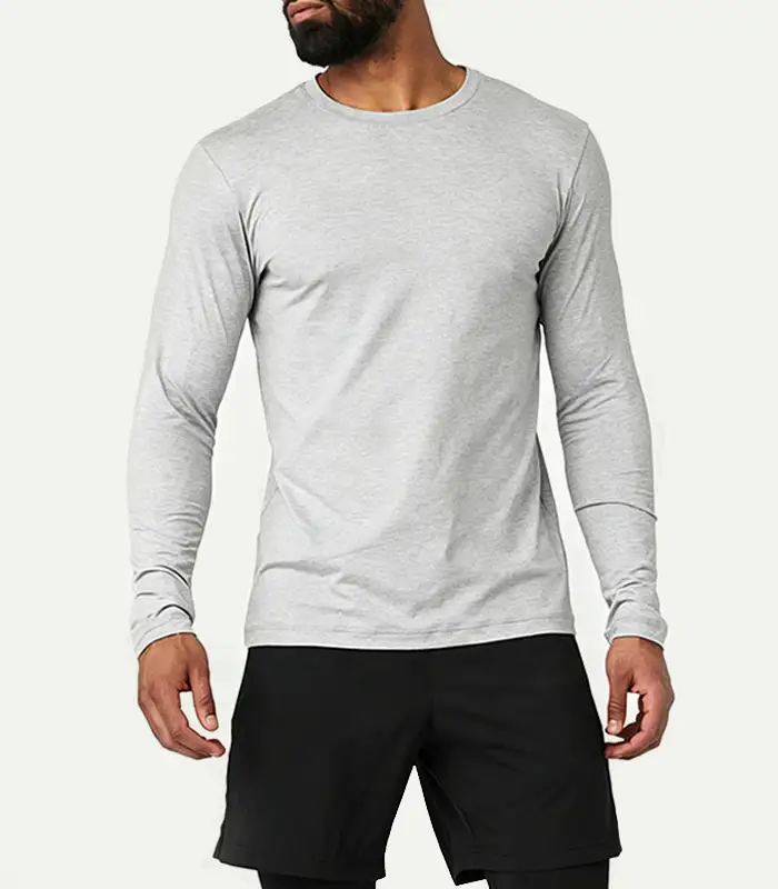 Camiseta de punto de alto rendimiento para hombre, tejida, de secado rápido, corte ajustado, supersuave, manga larga, estilo casual, 180 g, talla estadounidense, Kangnai 1
