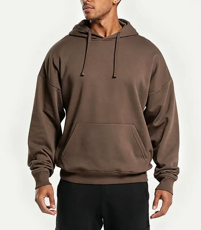 Sudadera con capucha de felpa francesa para hombre, talla estadounidense personalizada, mezcla de algodón y poliéster, con logotipo bordado y serigrafía, fabricada por Kangnai. 1