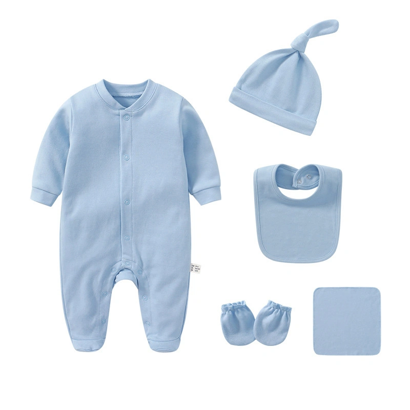 Custom 100% Cotton Newborn Baby Clothes Gift Set Long Sleeve Romper 1