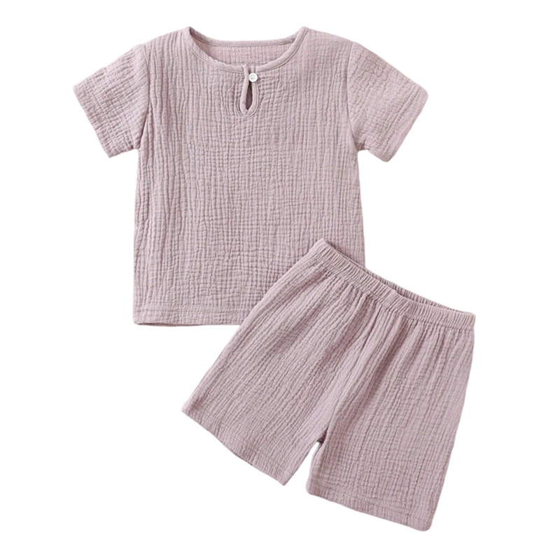 Kids Gauze Short Sleeve And Shorts 2 Piece Set (Unisex) 1