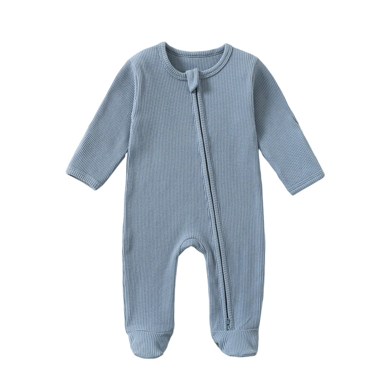 Long Sleeve Zip Up Footed Baby Romper Infant Sleepwear 1