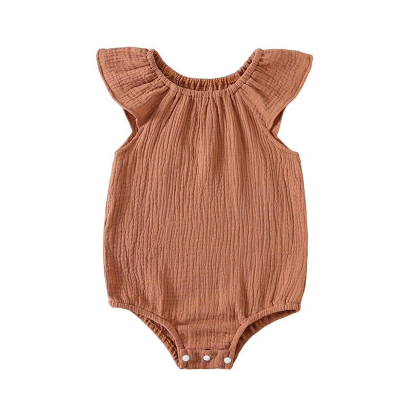 100% Cotton Muslin Baby Girl Flutter Sleeve Short Romper 1