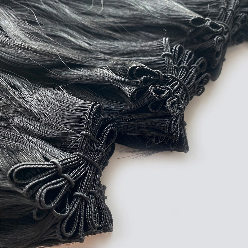 Hand-Tied Weft Natural Wavy 1 Color Human Hair Extensions 1