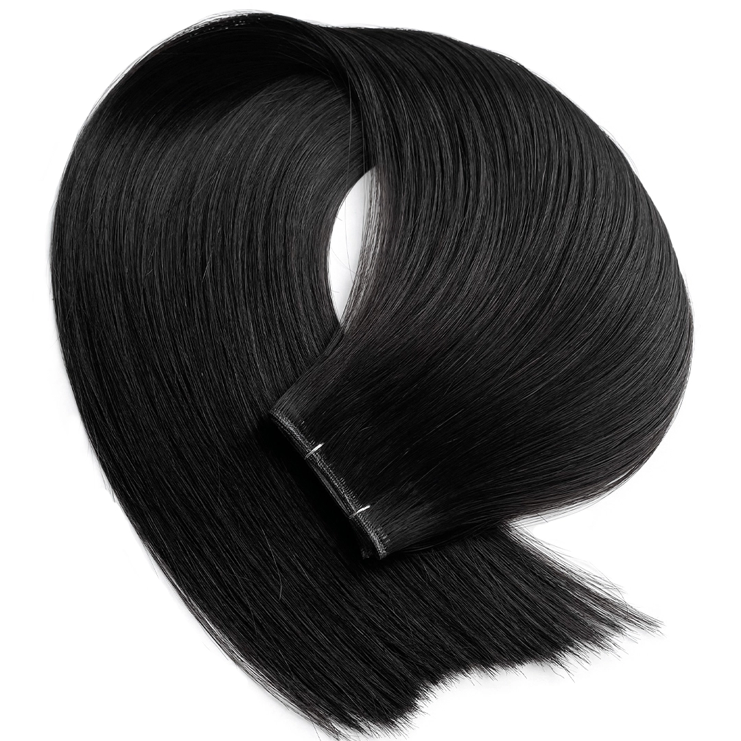 Genius Weft Straight 1B Color Human Hair Extensions  | HaiYi Hair 1