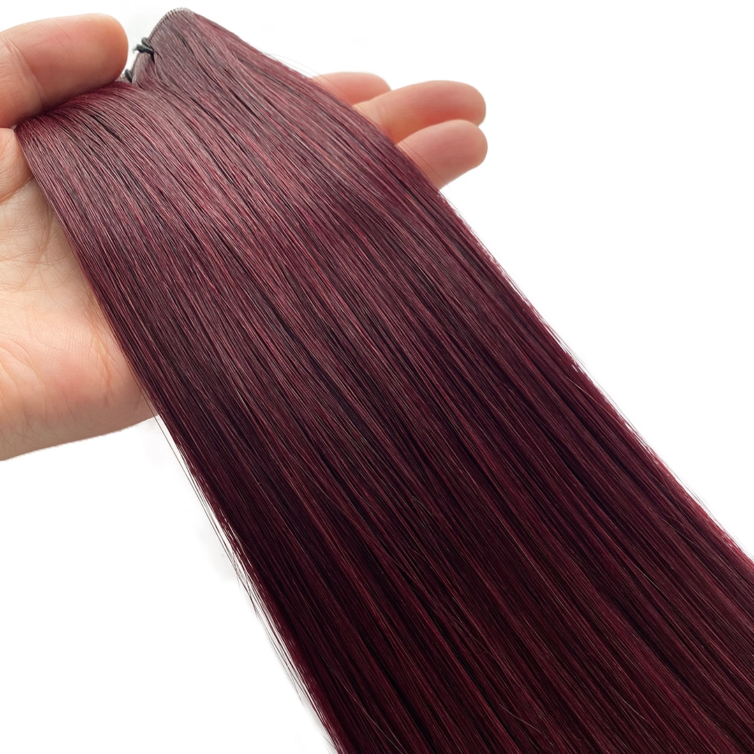 Genius Weft Straight 99J Color Human Hair Extensions  | HaiYi Hair 1