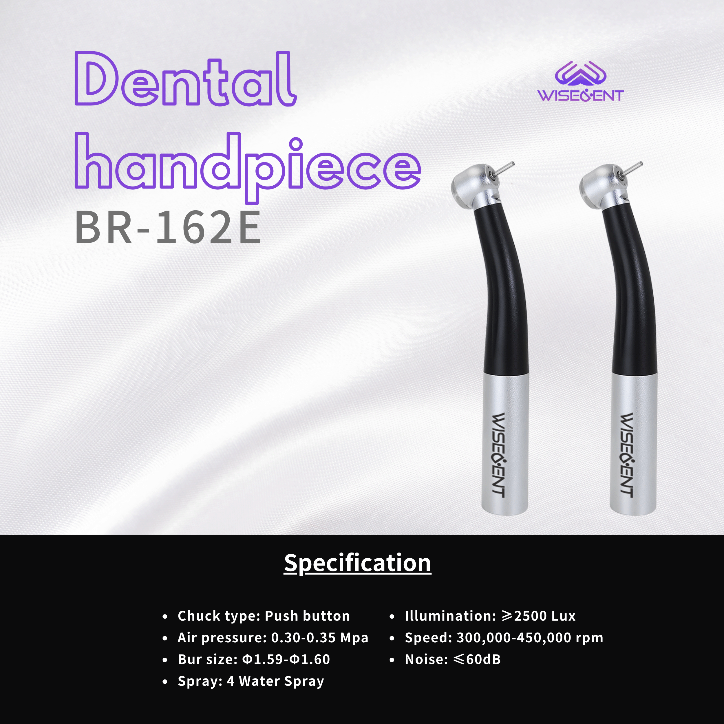 WISEDENT - Foshan New Launch Dental Fiber Optic LED Handpiece High Speed With Quick Coupling BR-162E 8