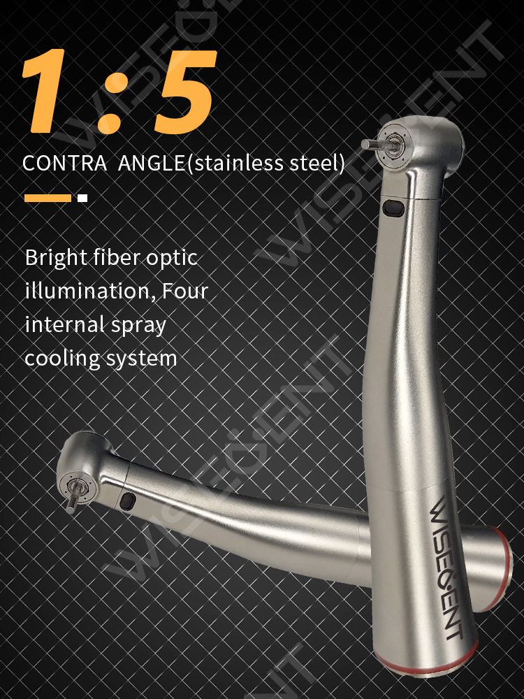 WISEDENT - 1 5 Increase Speed Handpiece Push Bottom Contra Angle BR-422SS-15 with Stainless Steel material 7