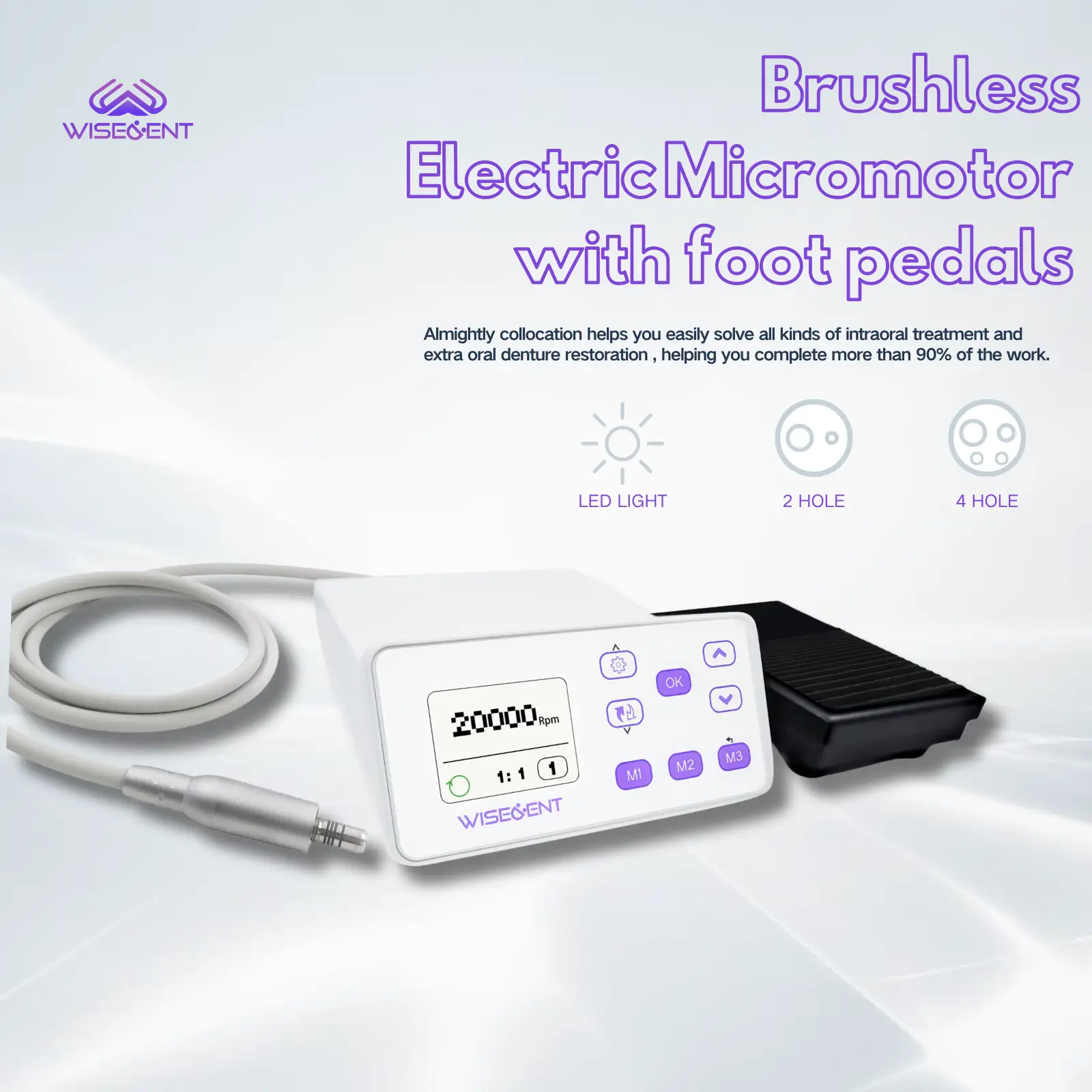 WISEDENT - Dental Brushless Electric Polishing Motor Inner LED With Foot Pedal BR-707 1