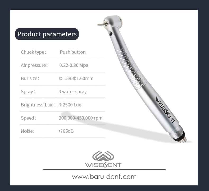 WISEDENT - China Manufacturer Promotion Denta LED Handpiece High Speed Torque/Standard Head 3 Water Spary BR-164PH 6