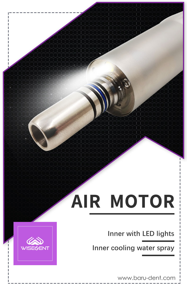 WISEDENT - BR-414-11 China Factory Price Dental Low Speed Handpiece Air Motor 1:1 Inner LED Light 7