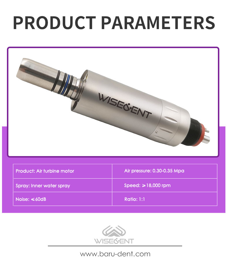 WISEDENT - BR-414-11 China Factory Price Dental Low Speed Handpiece Air Motor 1:1 Inner LED Light 9