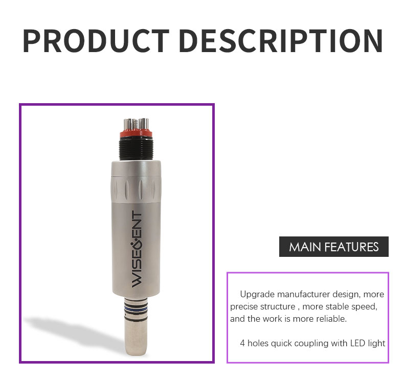 WISEDENT - BR-414-11 China Factory Price Dental Low Speed Handpiece Air Motor 1:1 Inner LED Light 8