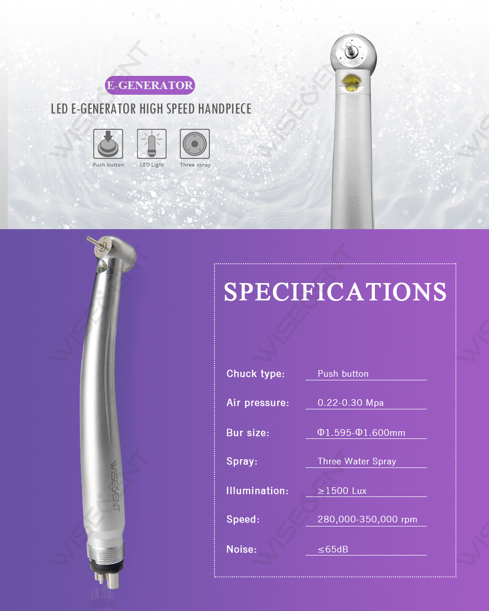WISEDENT - Dental air turbine high speed LED Hot selling model High speed handpiece BR-164AP 6
