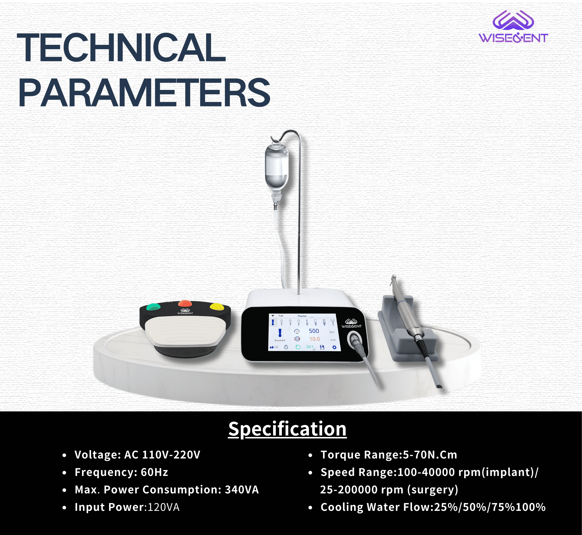 Wisedent Implant and Surgery 2 in 1 Machine 20:1/ 1:5 Contra Angle Dental Surgery Physiodispenser Implant-Wise-Plus1 10