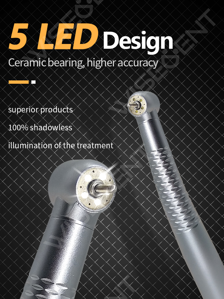 WISEDENT - High quality!  Dental Handpiece Five Led Handpiece Five Spray Air Turbine BR-164AS-5 8