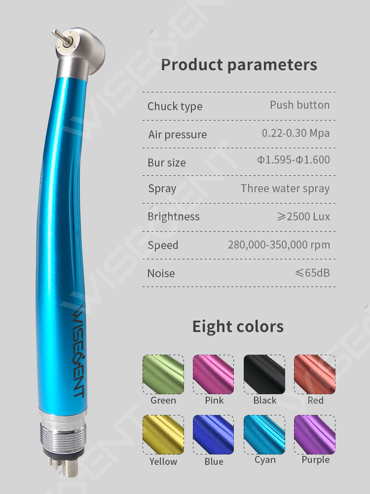 Quality WISEDENT -  Colorful Dental handpiece Color 2/4 hole High speed handpiece BR-124P 8