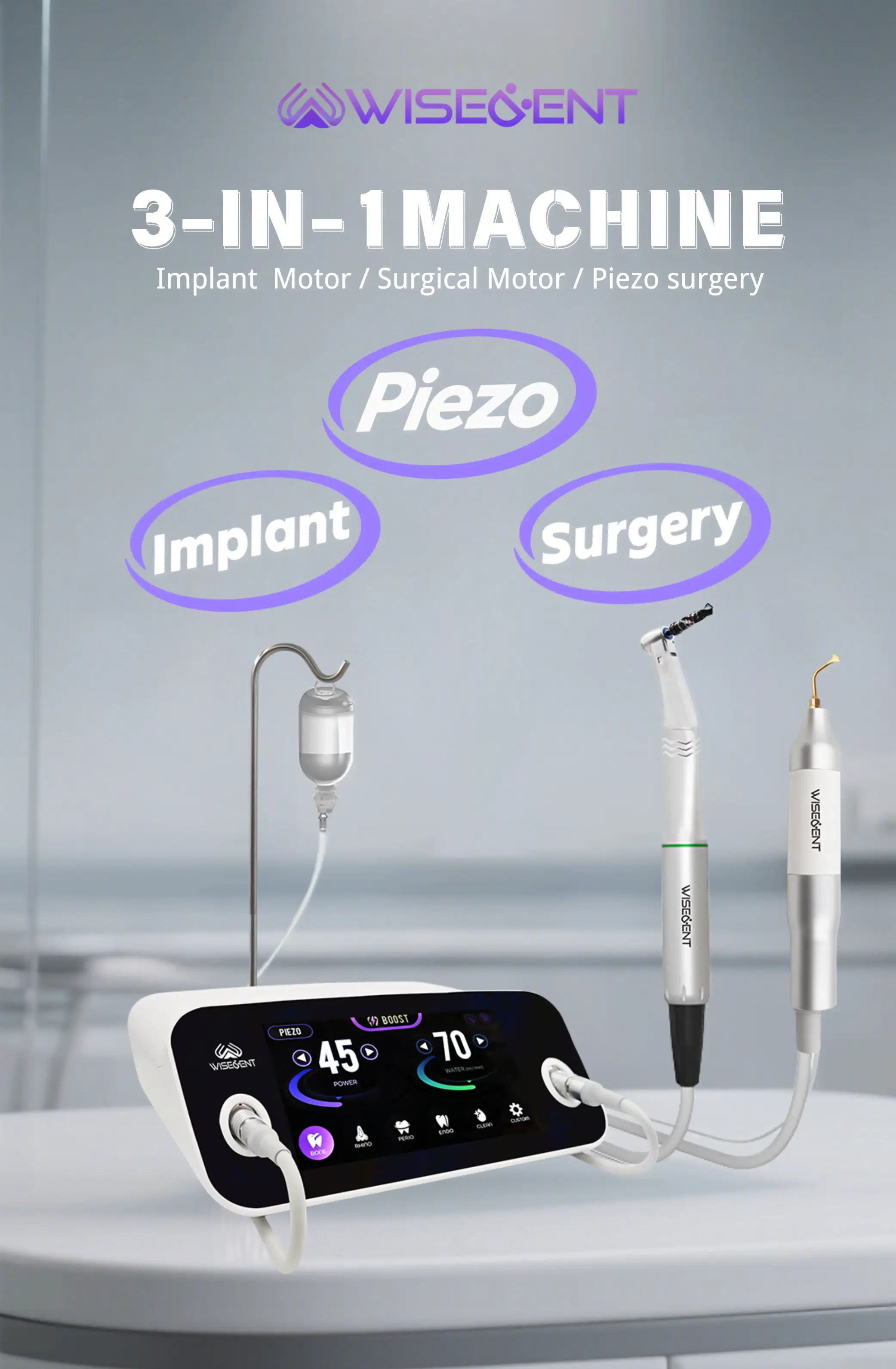 WISEDENT - Foshan 3-in-1 Piezo Surgery Implant LED Handpiece Wireless Foot Pedal Powerful Machine Surgery XT 1