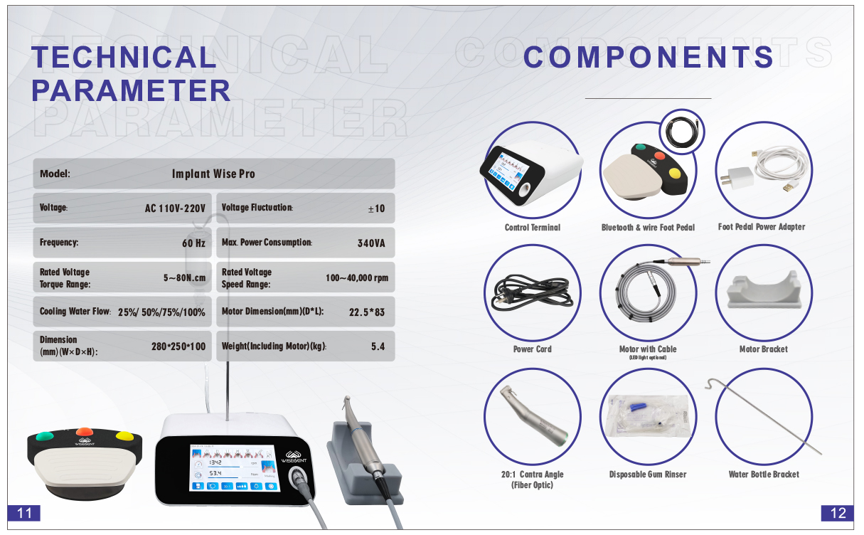 WISEDENT - Physiodispenser Implant Motor Dental Equipment Physio Dispensers Surgery Machine Implant Wise Pro 11