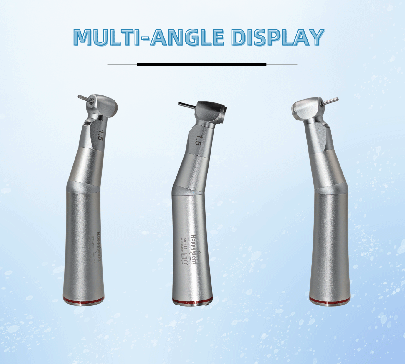 Wisedent 1:5 Increasing Single Water Spray Fiber Optic Push Button Contra Angle Dental Handpiece BR-422P-15 9
