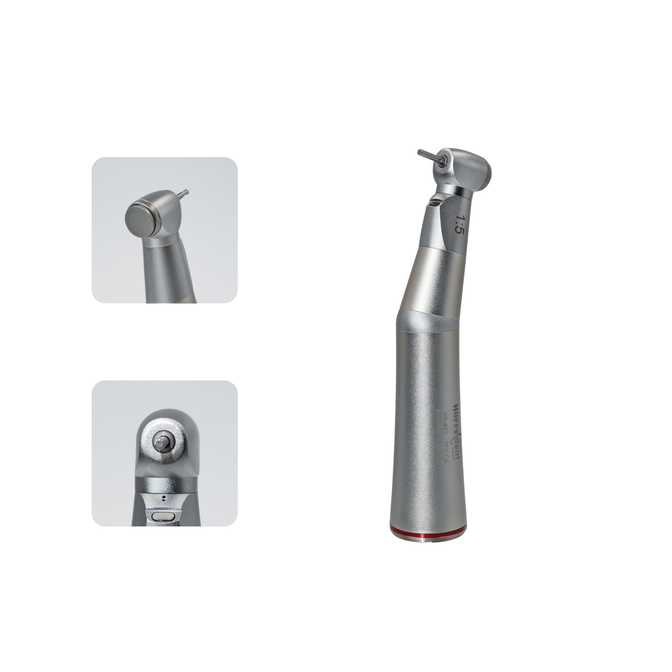 Wisedent 1:5 Increasing Single Water Spray Fiber Optic Push Button Contra Angle Dental Handpiece BR-422P-15 11