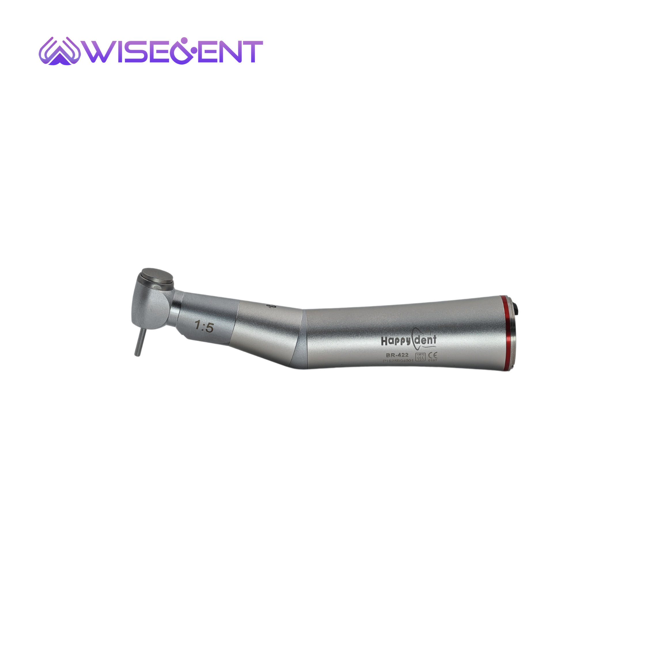 Wisedent 1:5 Increasing Single Water Spray Fiber Optic Push Button Contra Angle Dental Handpiece BR-422P-15 12
