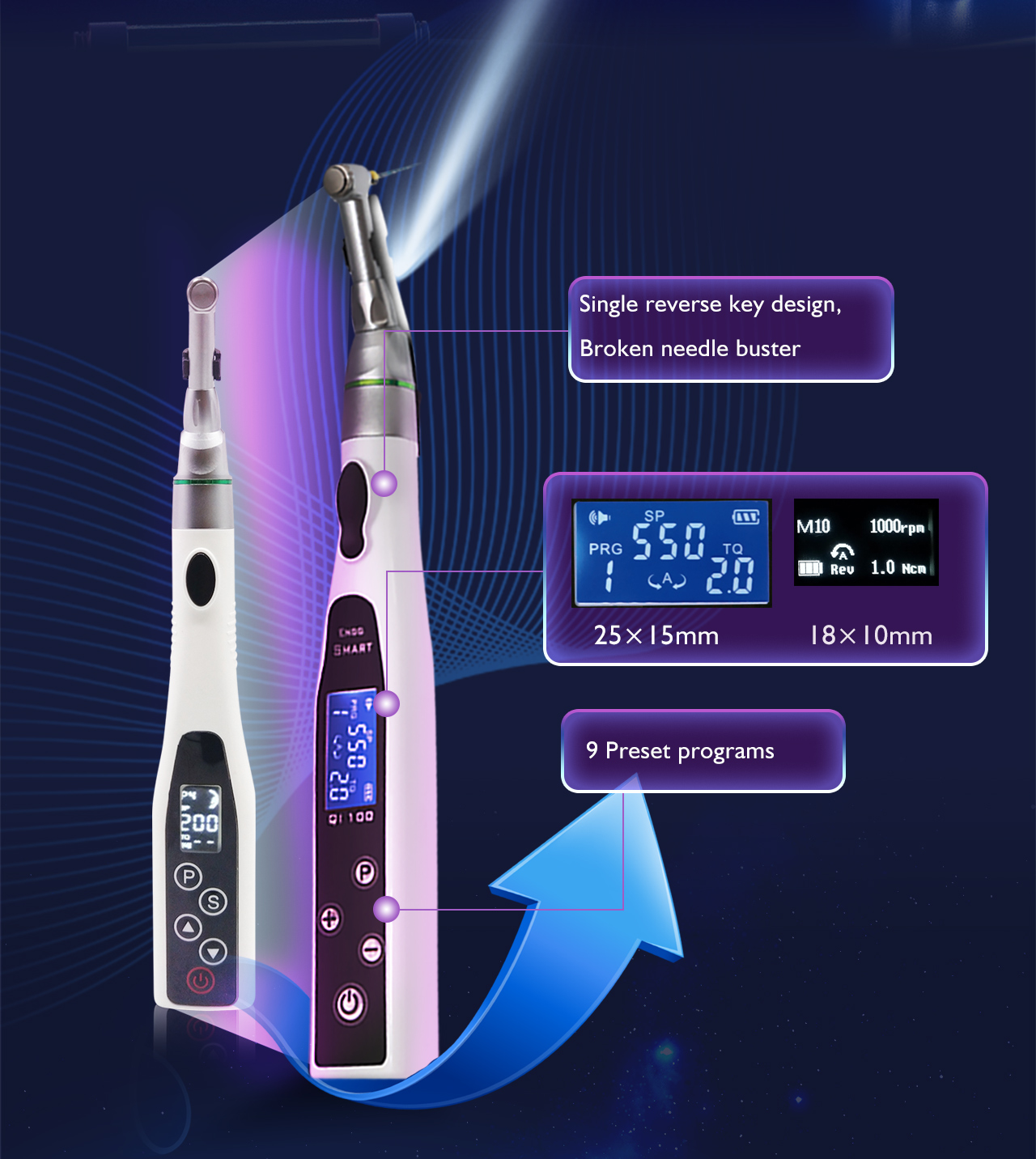 WISEDENT - Dental Equipment LED Endo motor Wireless Dental HD LCD Color Display 9 Program Endomotor BR-206 11