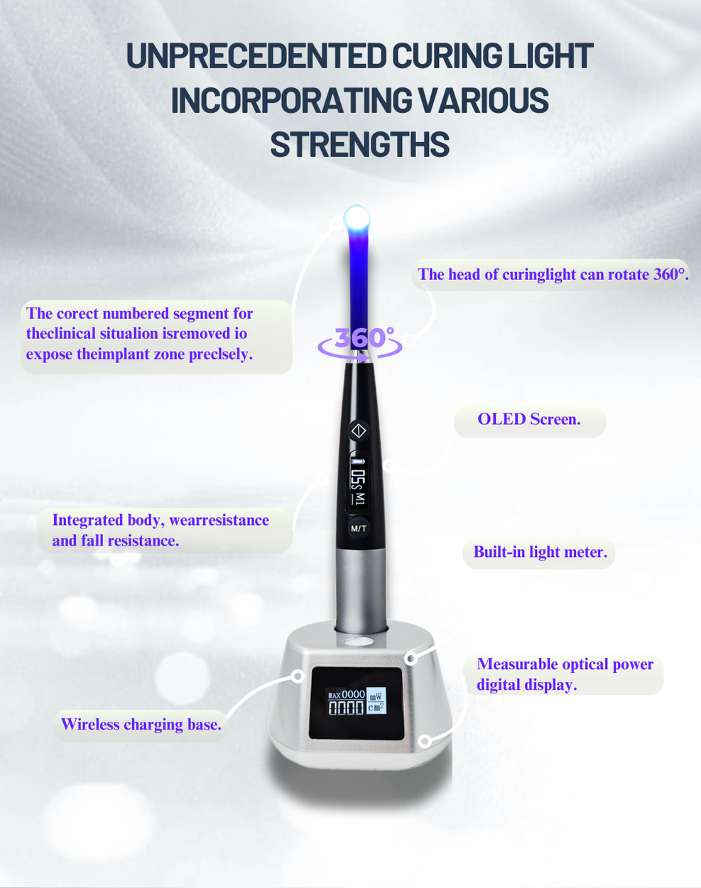 WISEDENT - High End Dental Powerful Light Cure Foshan Factory 1 Second Curing Light 7 Modes BR-618 8