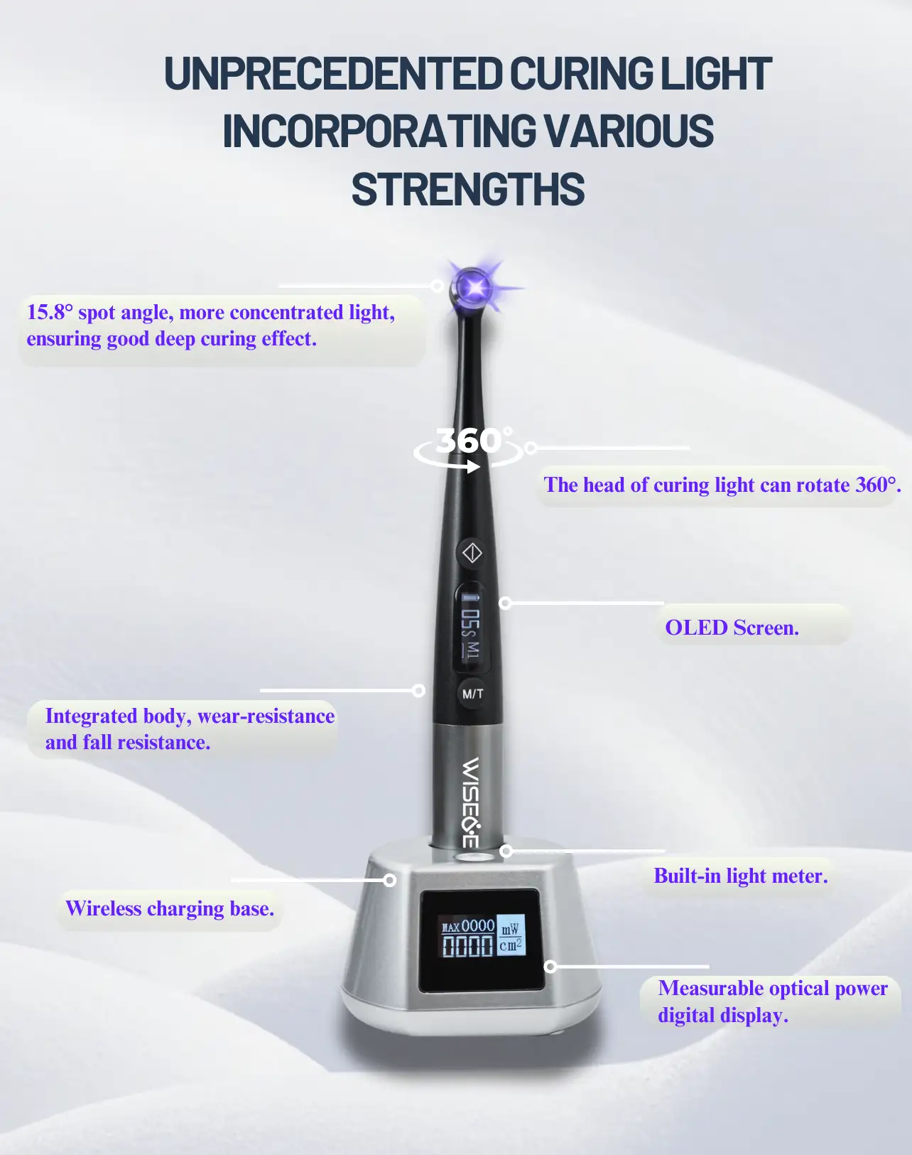 WISEDENT - Foshan Manufacturer Dental Curing Light Orthodontics Mode 1s Light Cure with Light Intensity BR-618 PRO 1