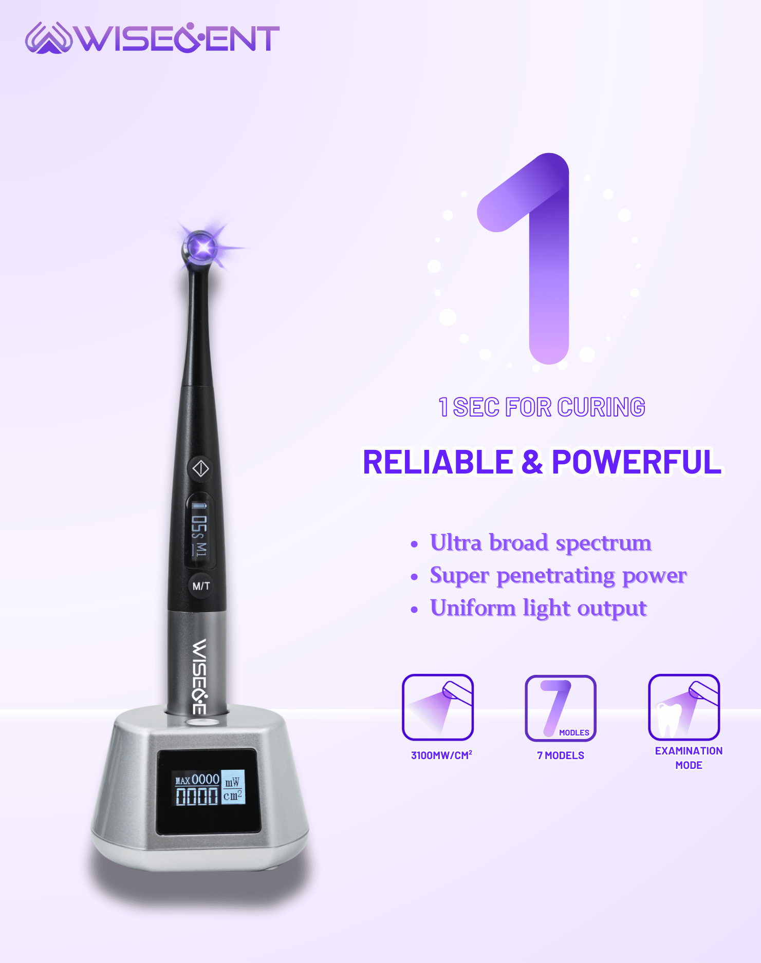 WISEDENT - Foshan Manufacturer Dental Curing Light Orthodontics Mode 1s Light Cure with Light Intensity BR-618 PRO 7