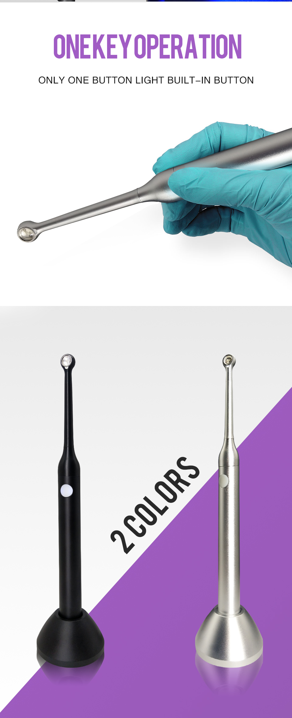 Wisedent Promotion Light Cure 1 Second Wireless Metal Light Curing Silver or Black Light Dental Equipment BR-610 9