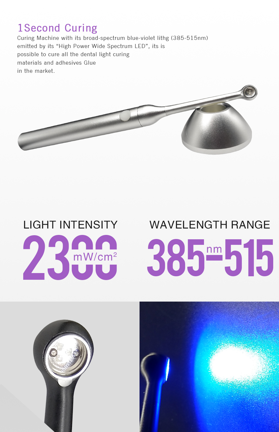 Wisedent Promotion Light Cure 1 Second Wireless Metal Light Curing Silver or Black Light Dental Equipment BR-610 7