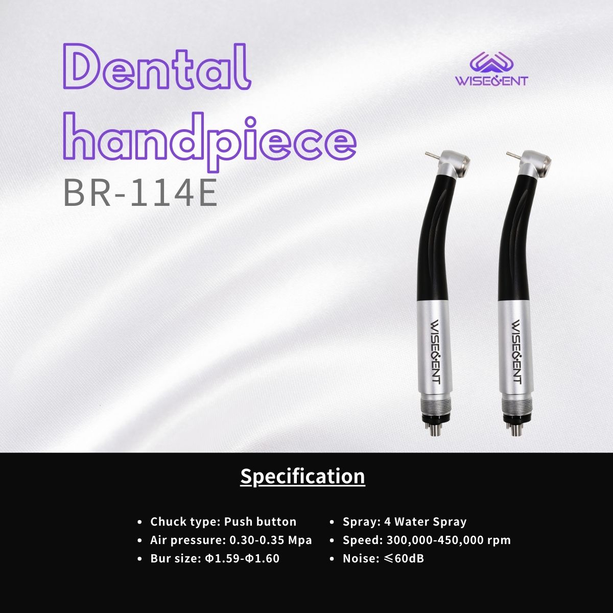 Wisedent Dental High Speed Dental Handpiece Torque Head 4 Water Spray Ceramic Bearing Dental Equipment BR-114E 9