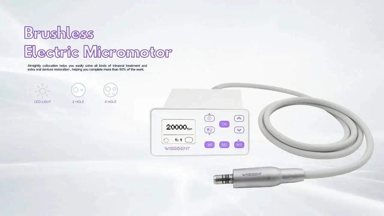 Wisedent Dental Electric Brushless Motor with LED Handle Internal Water Spray Micromotor Fit for 1:1/1:5 Contra BR-707 1